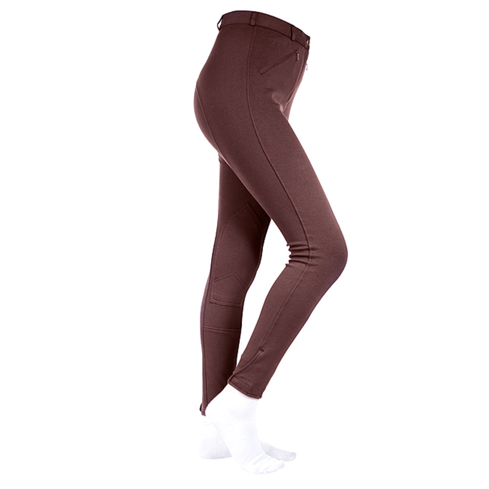 Horze Ladies Active Knee Patch Breeches Choco Brown Comfortable Stretch Fabric