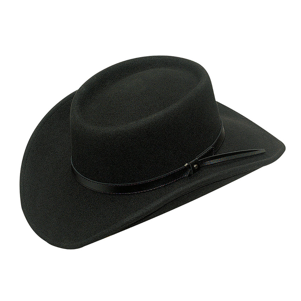 Twister Gambler Crushable Western Cowboy Hat for Men Black Wool Felt  3-3/4" Crown & 3-1/2" Brim