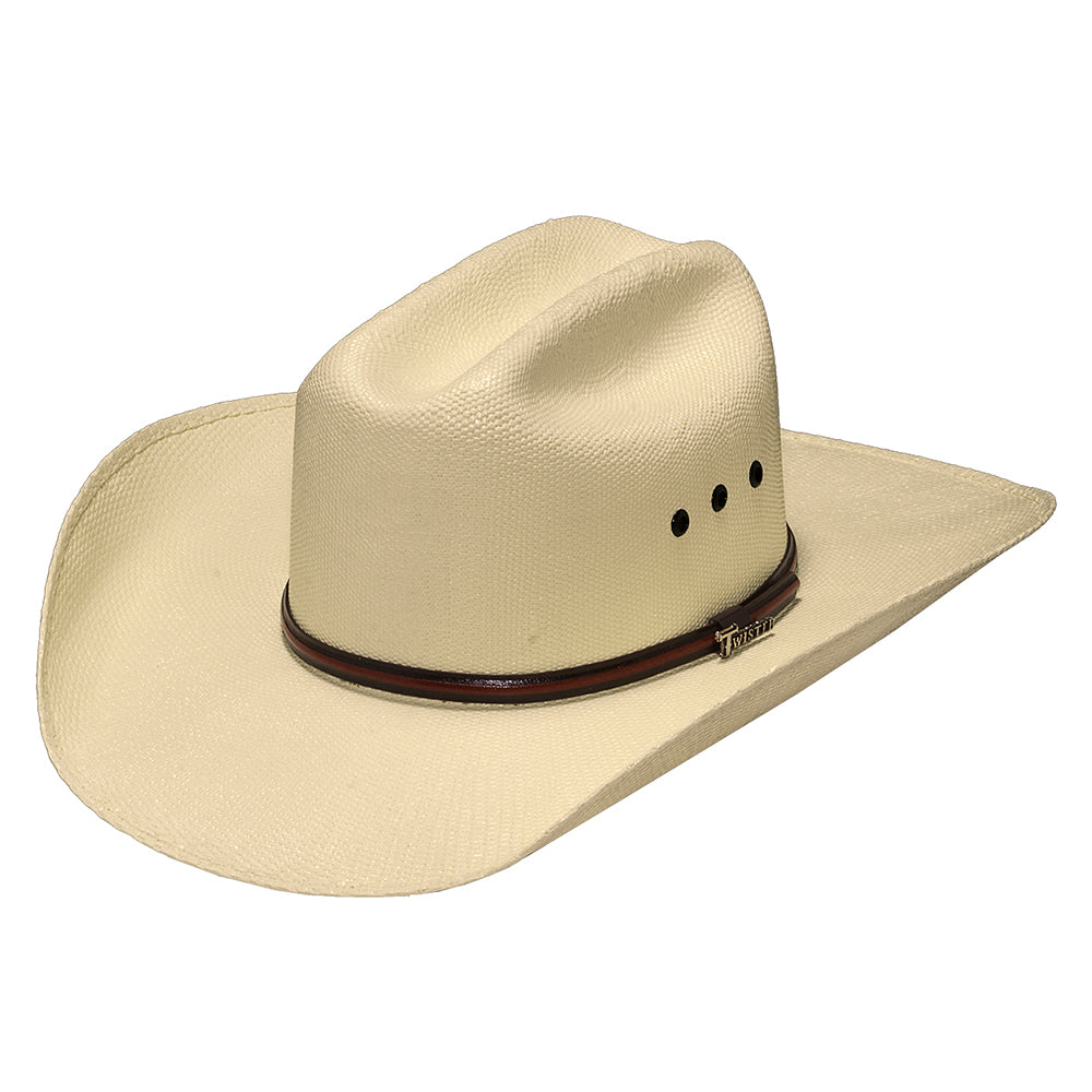 Twister 5X Shantung Straw Cowboy Vented Western Hat 4-1/2" Double S Cattleman Crown 4" Brim