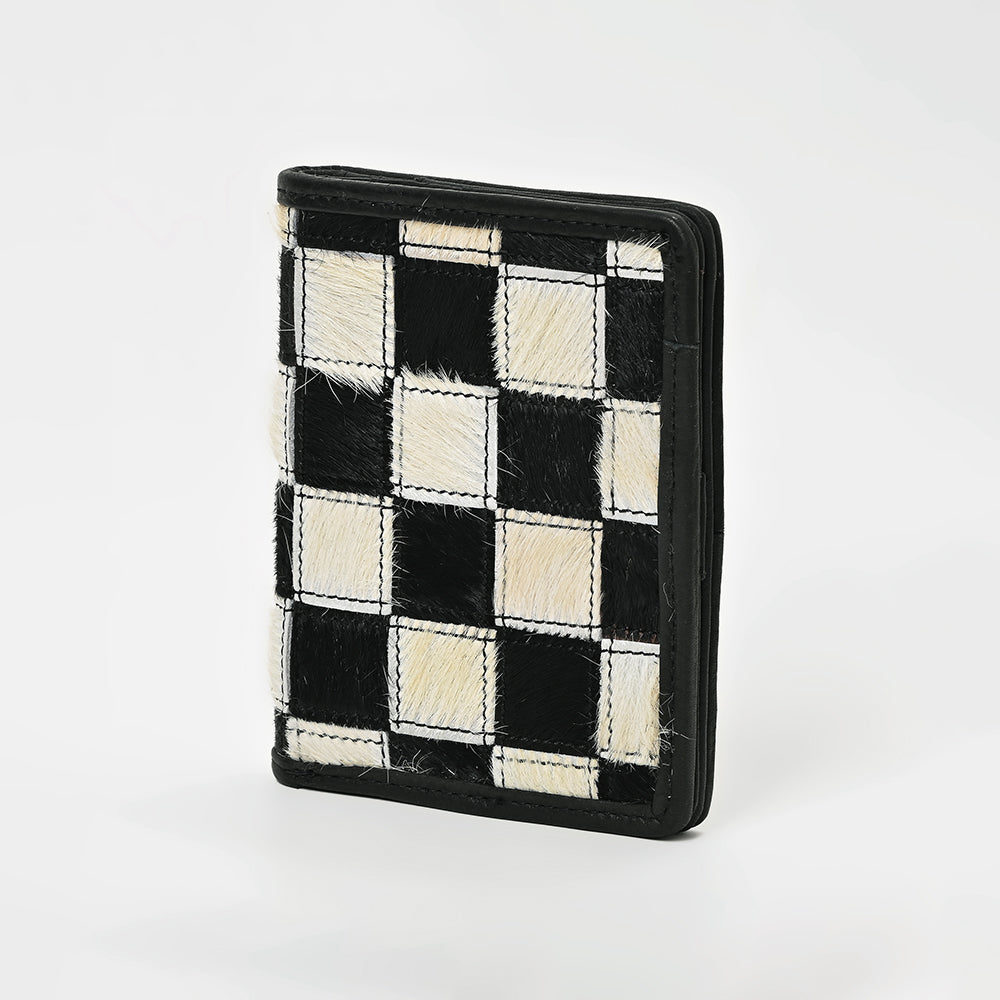 American Darling Genuine Cowhide Leather Wallet for Men – Black & White Patchwork Hair-On Bifold Wallet