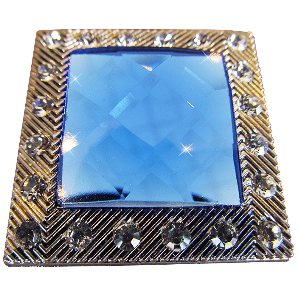 Western Screw Back Concho Blue Crystal Bling Square Saddle Headstall Tack