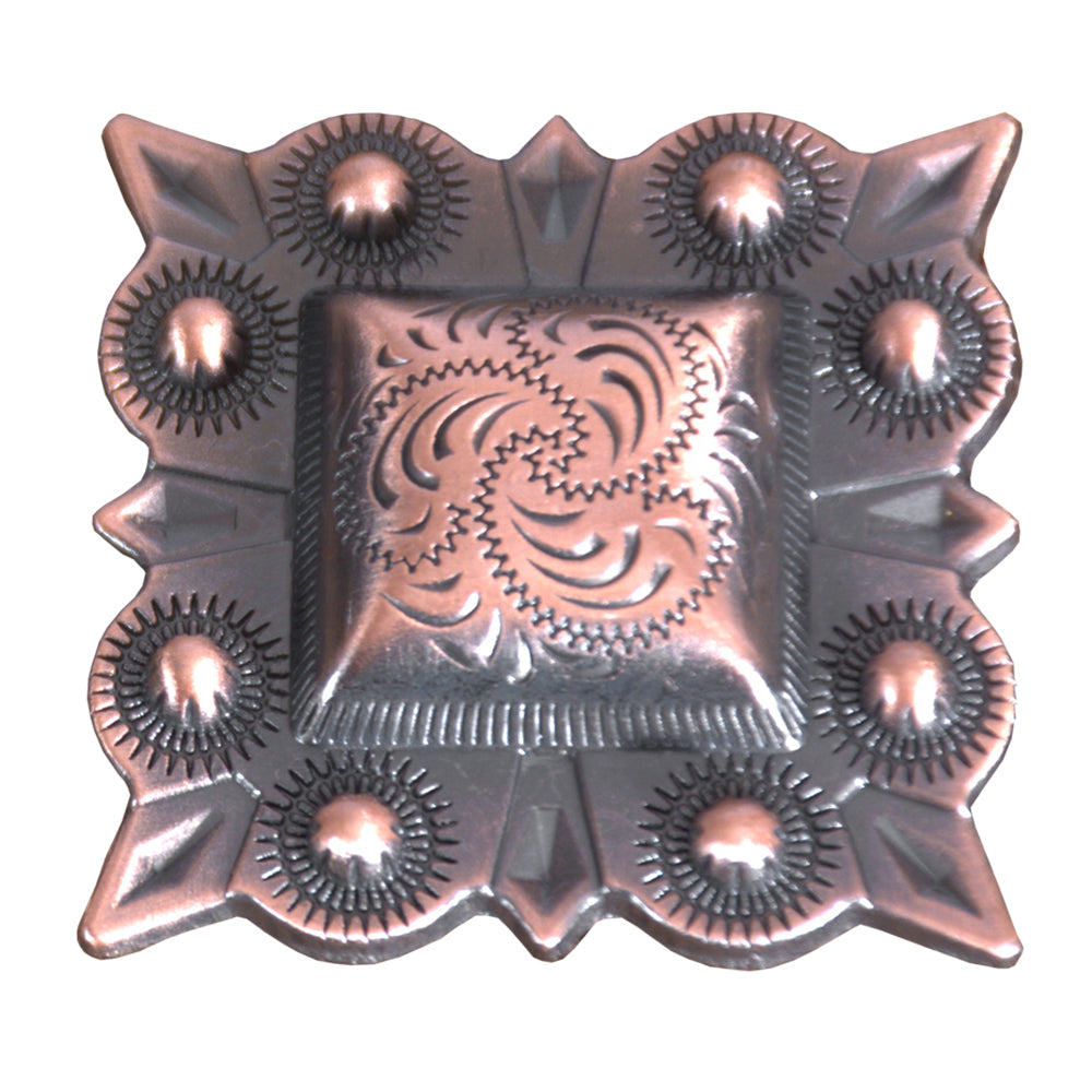 HILASON Screw Back Concho Square Copper Engraved Saddle Horse ‎Copper Finish Color | Bridle Conchos Slotted