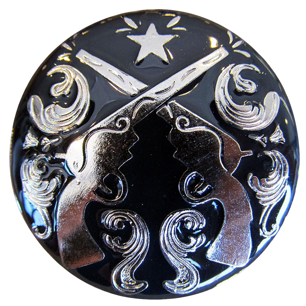 HILASON Screw Back Concho Cross Guns Silver Round Saddle Horse Black Color | Western Belt Slotted Conchos