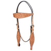HILASON Western Horse Headstall Breast Collar Set Genuine American Leather Floral Tan | For Horses