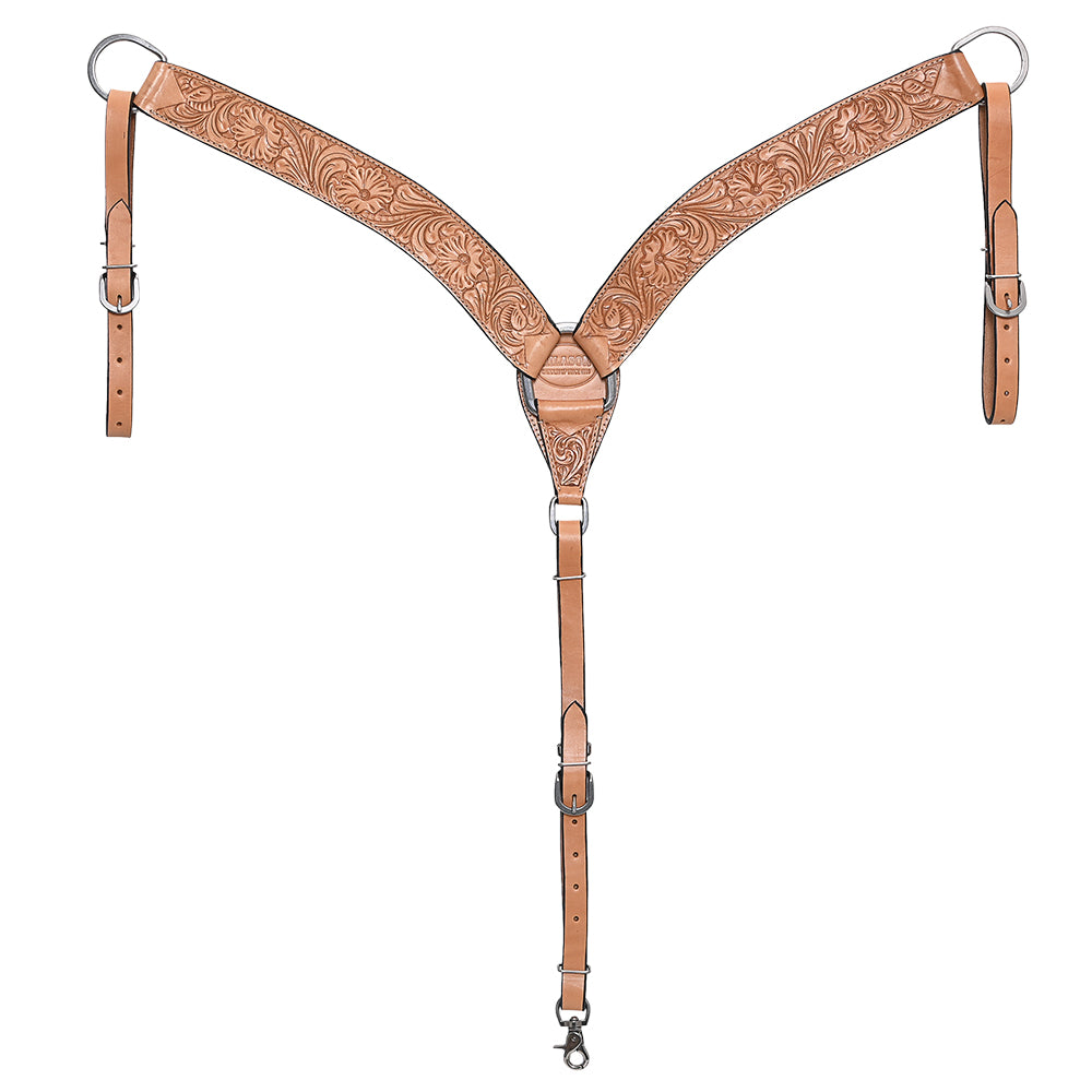 HILASON Western Horse Headstall Breast Collar Set Genuine American Leather Floral Tan | For Horses