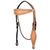 HILASON Western Horse Headstall Breast Collar Set Genuine American Leather Barb Wire Tan | For Horses