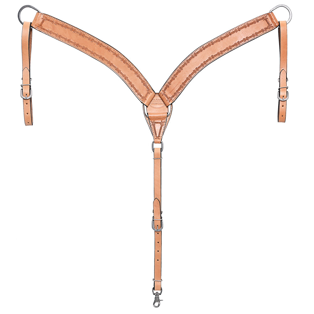 HILASON Western Horse Headstall Breast Collar Set Genuine American Leather Barb Wire Tan | For Horses