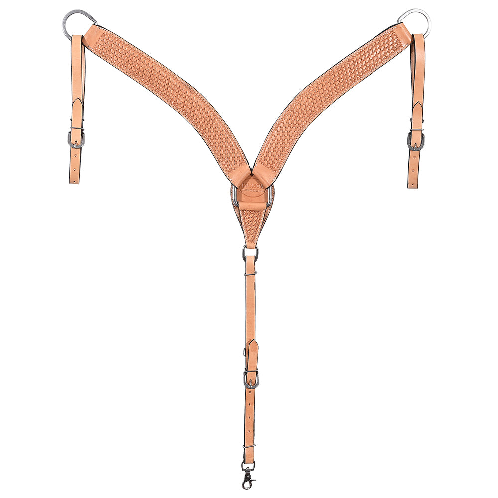 HILASON Western Horse Headstall Breast Collar Set Genuine American Leather Basket Weave Tan | For Horses