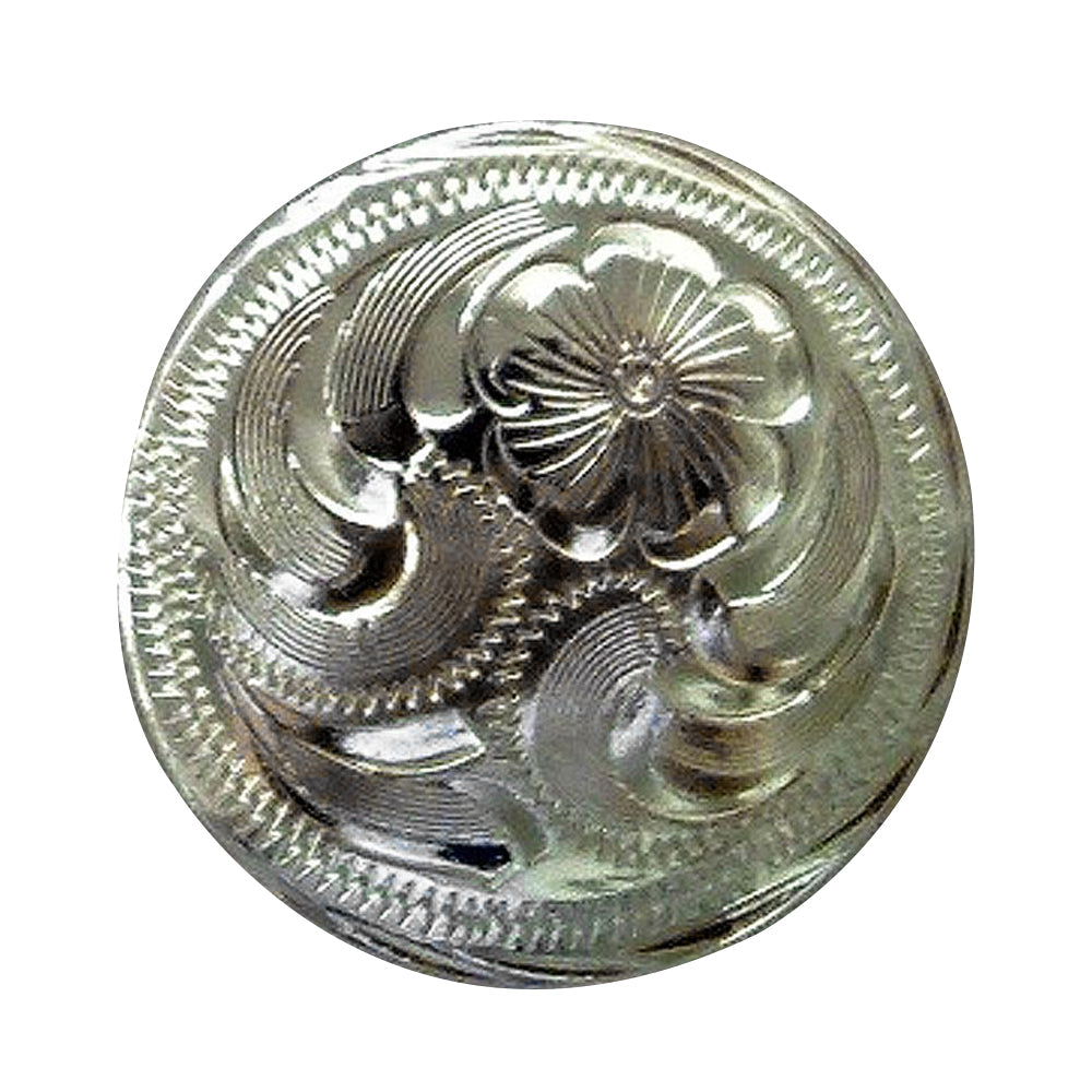 Western Screw Back Concho 1 Silver Engraved Round Berry Saddle Horse 1.25