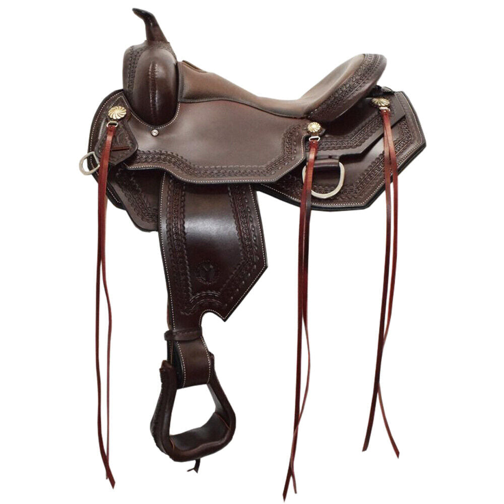 16 in Wide Bar 7 Circle Y Tallgrass Wood Trail Saddle Chestnut