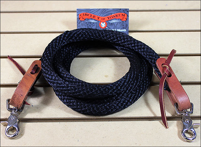 Circle Y Western Horse Tack Nylon Poly Single Rein Leather Bit Ends