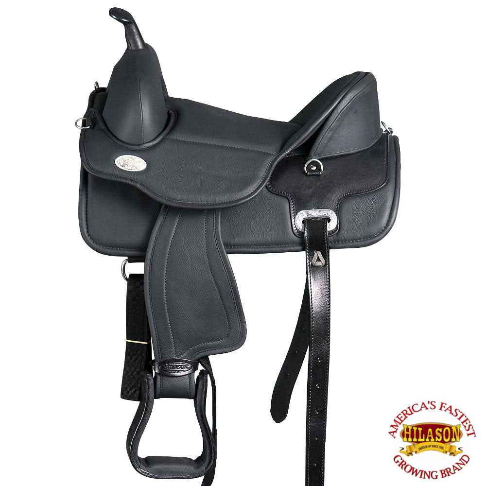 Horse English Treeless Saddle Hilason Endurance Pleasure Trail Leather