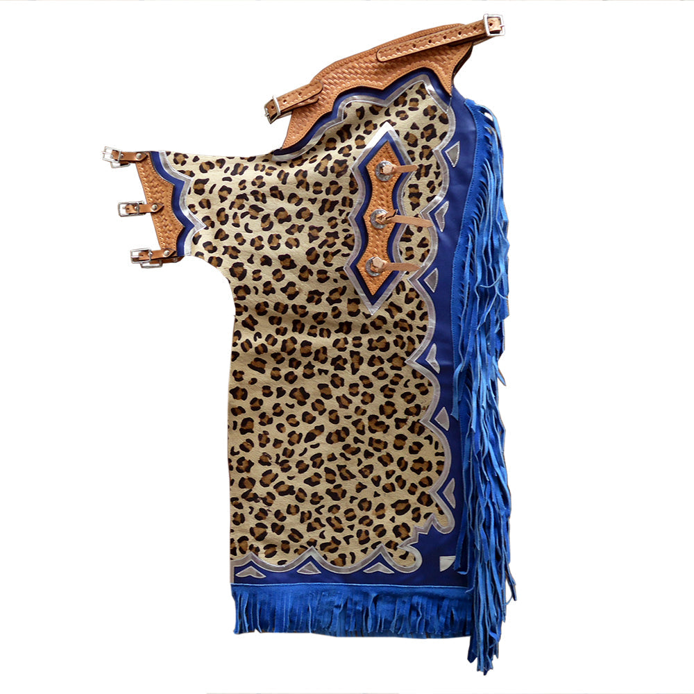 Hilason Leopard Print Cowhide Hair On Leather Pro Rodeo Western Chaps