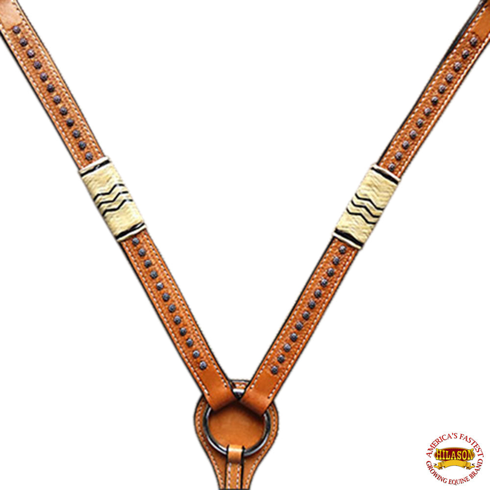 Western Horse Breast Collar Tack American Leather Light Oil Hilason