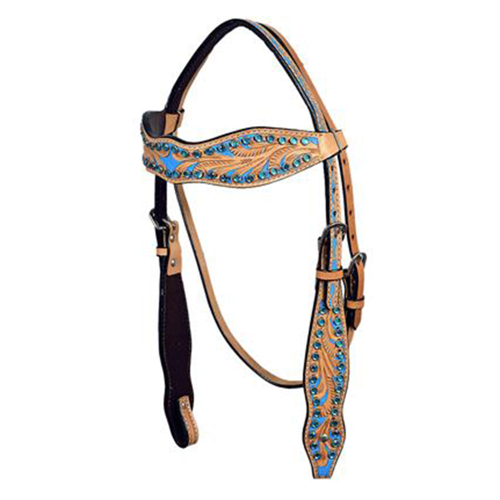 HILASON Western Horse Headstall Tack Bridle American Leather Hand Paint