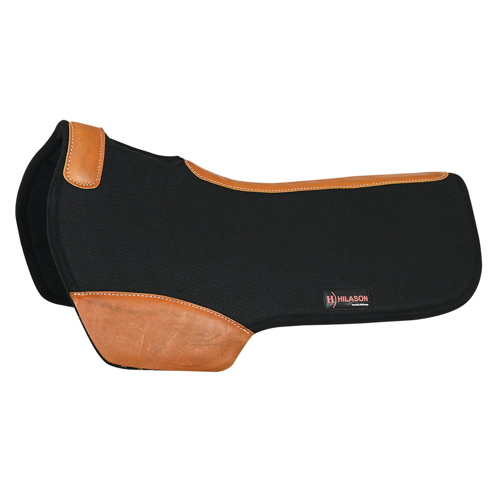 HILASON Western Wool Felt Horse Saddle Pad W/ Distressed Wear Leather | for Horses