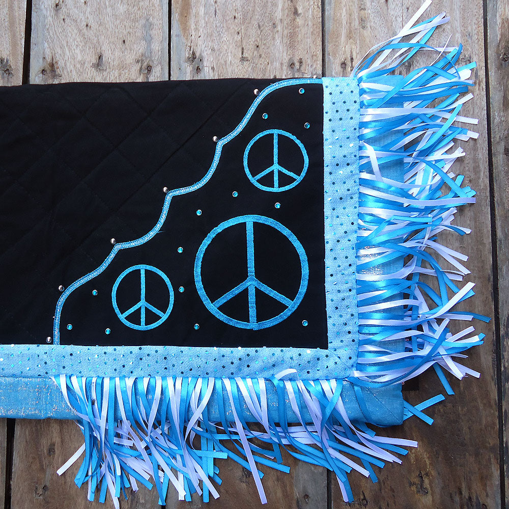 Black Hilason Western Show Barrel Racing Rodeo Saddle Blanket Pad Peace Sign