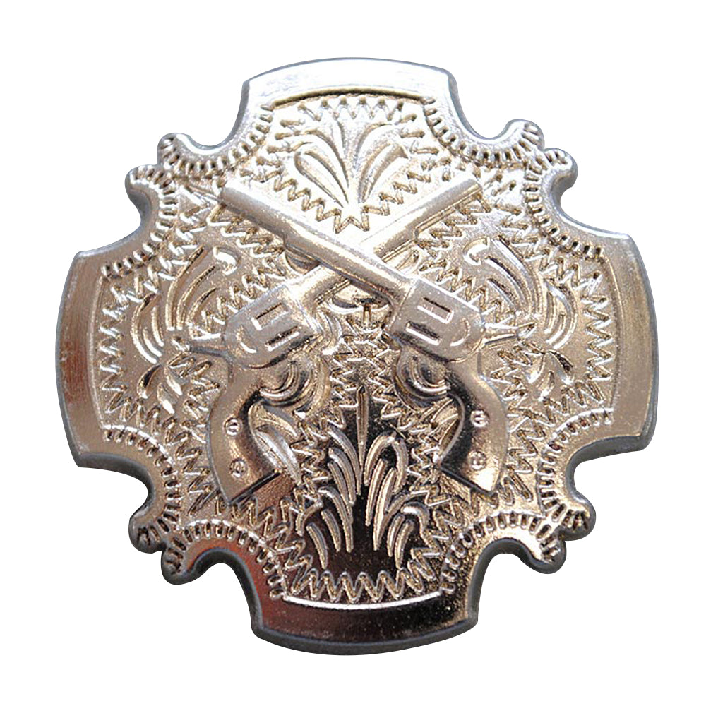 HILASON Screw Back Concho Cross Gun Shooting Bling Silver Saddle Finish Color | Bridle Conchos Slotted