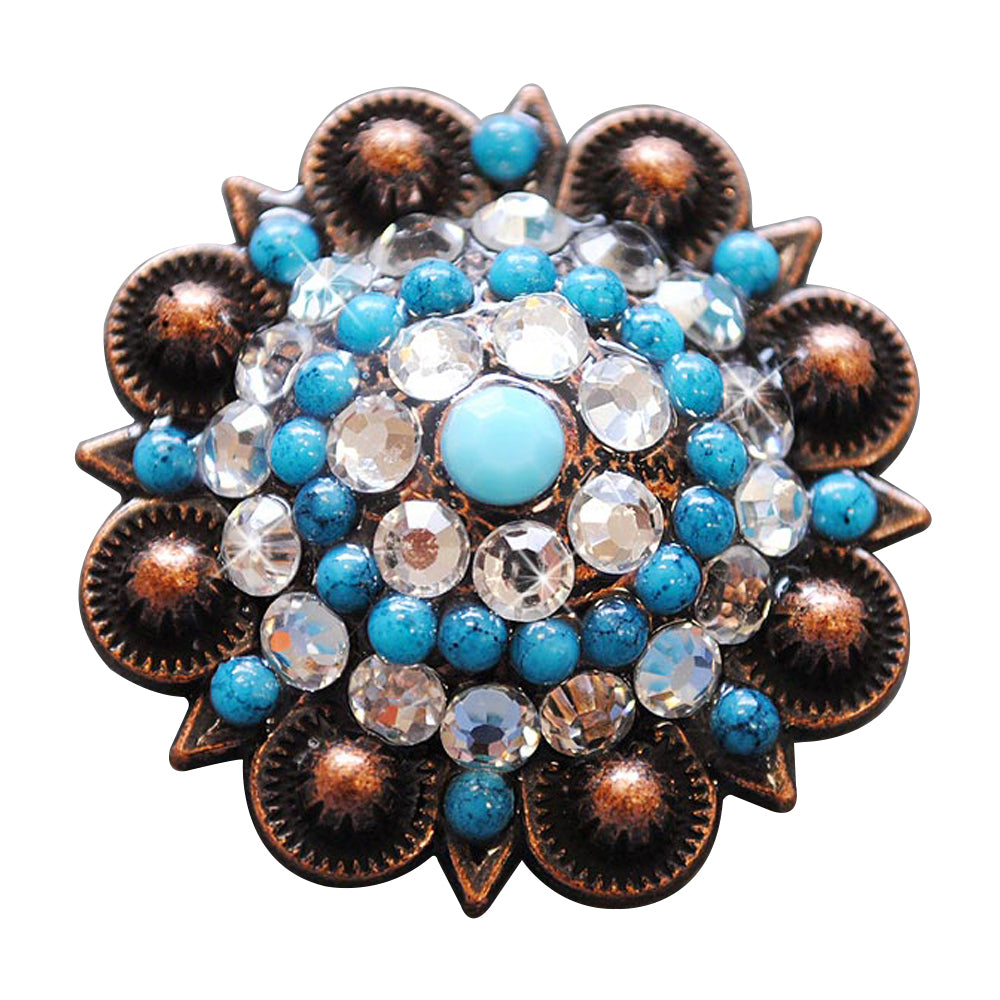 HILASON Western Screw Back Turquoise Rhinestone Crystal Clear Bling Berry Concho