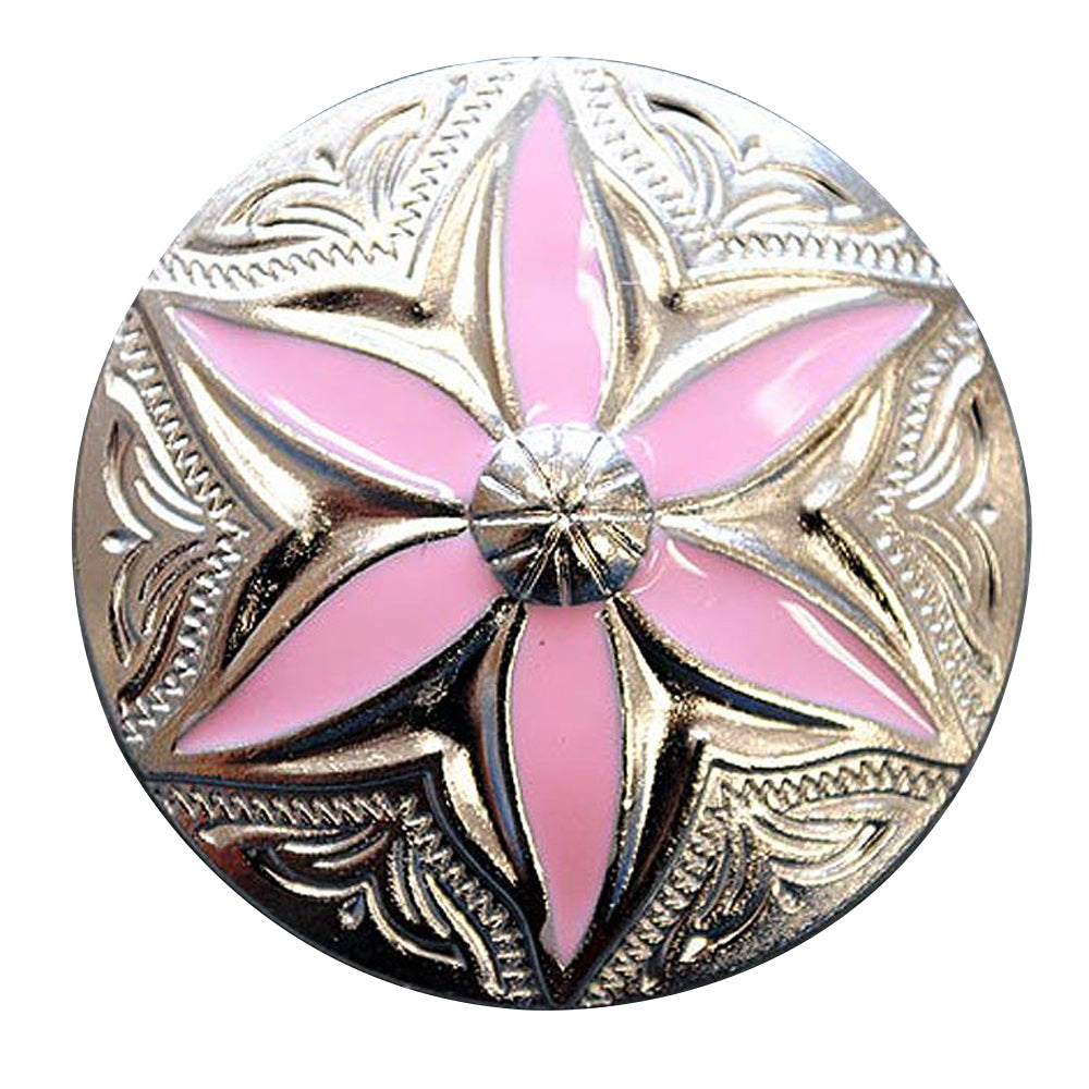HILASON Western Screw Back Concho 1 Round Floral Pink Inlay Bling Saddle Cowgirl | Belt Slotted Conchos