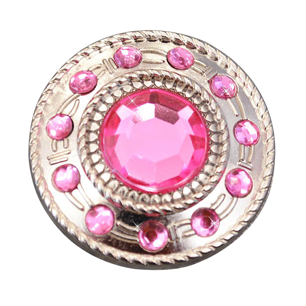 HILASON Screw Back Concho Nickel Wheel Shape W/Rope Edge Saddle Pink Color | Bridle Conchos Slotted