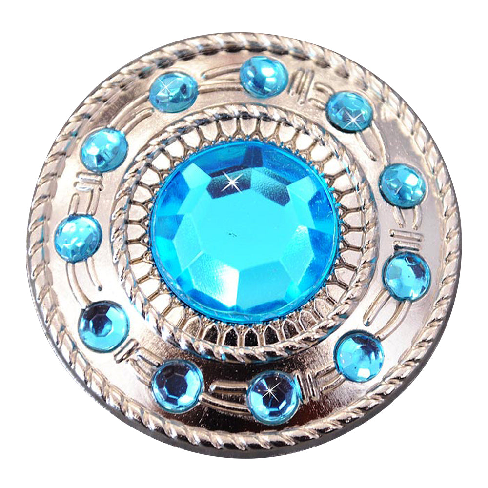 HILASON Western Screw Back Turquoise Rhinestone Crystal Concho w/ Rope Edge