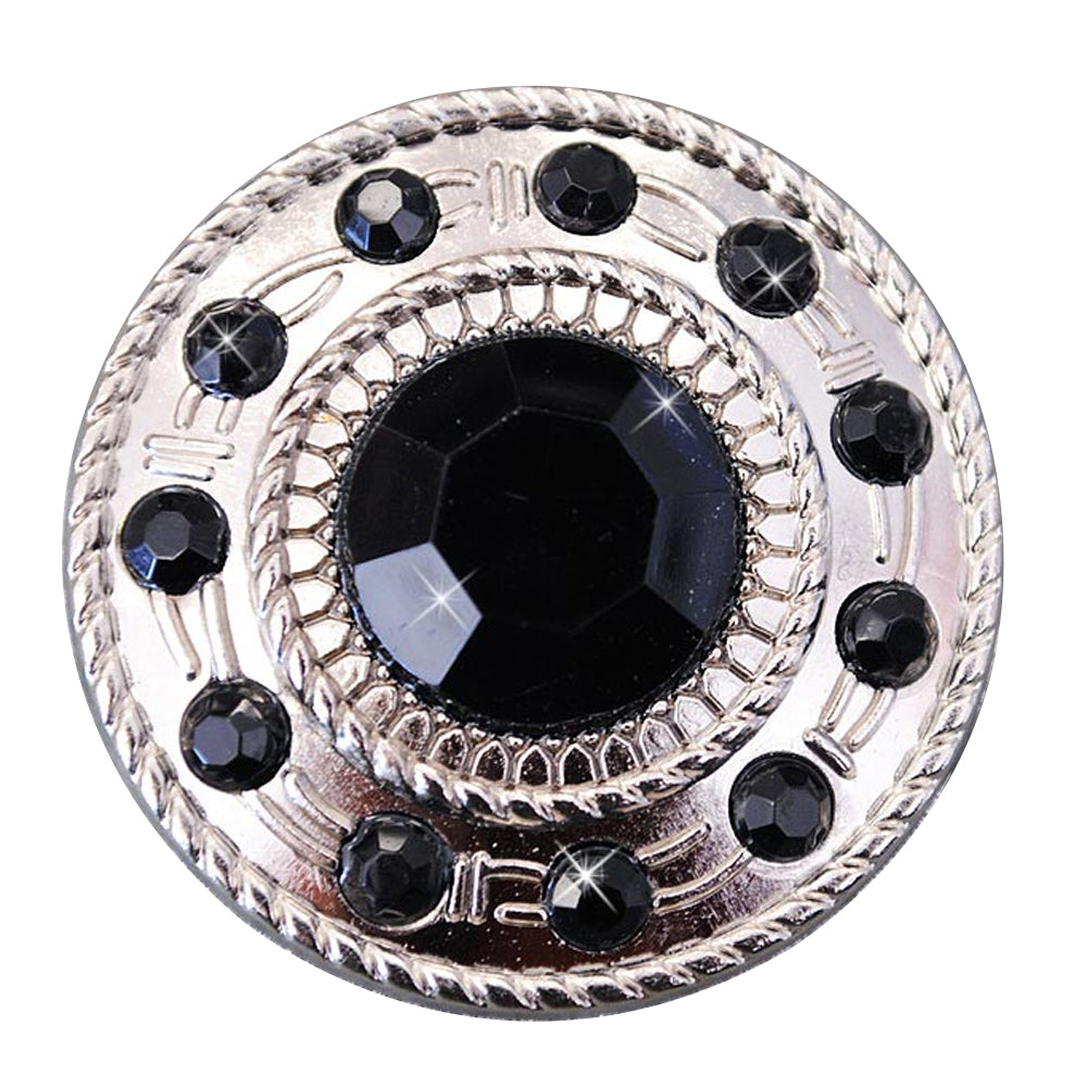 HILASON Western Screw Back Concho1 Black Crystal Wheel Bling Headstall Cowgirl | Concho Belt Slotted Conchos