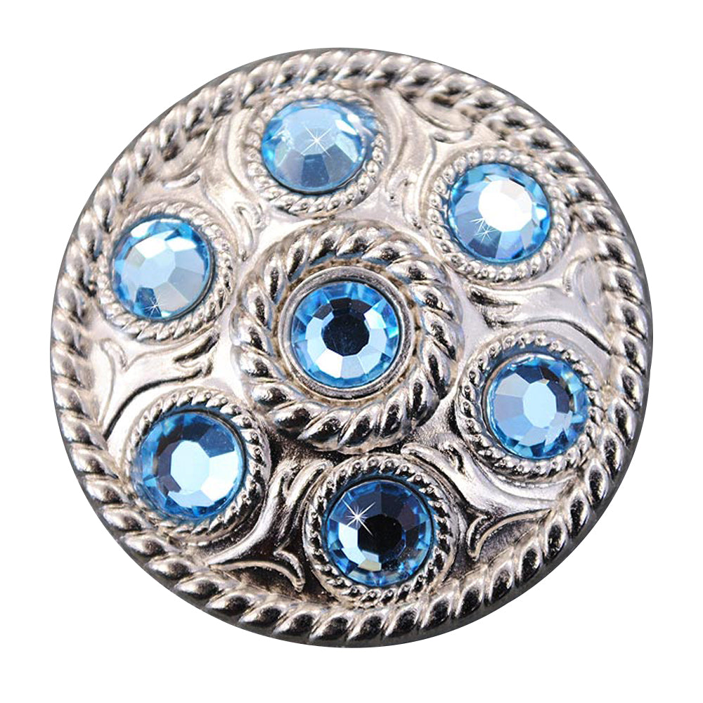 HILASON Western Screw Back Concho Blue Crystal Wheel Bling Cowgirl Color | Bridle Conchos Slotted