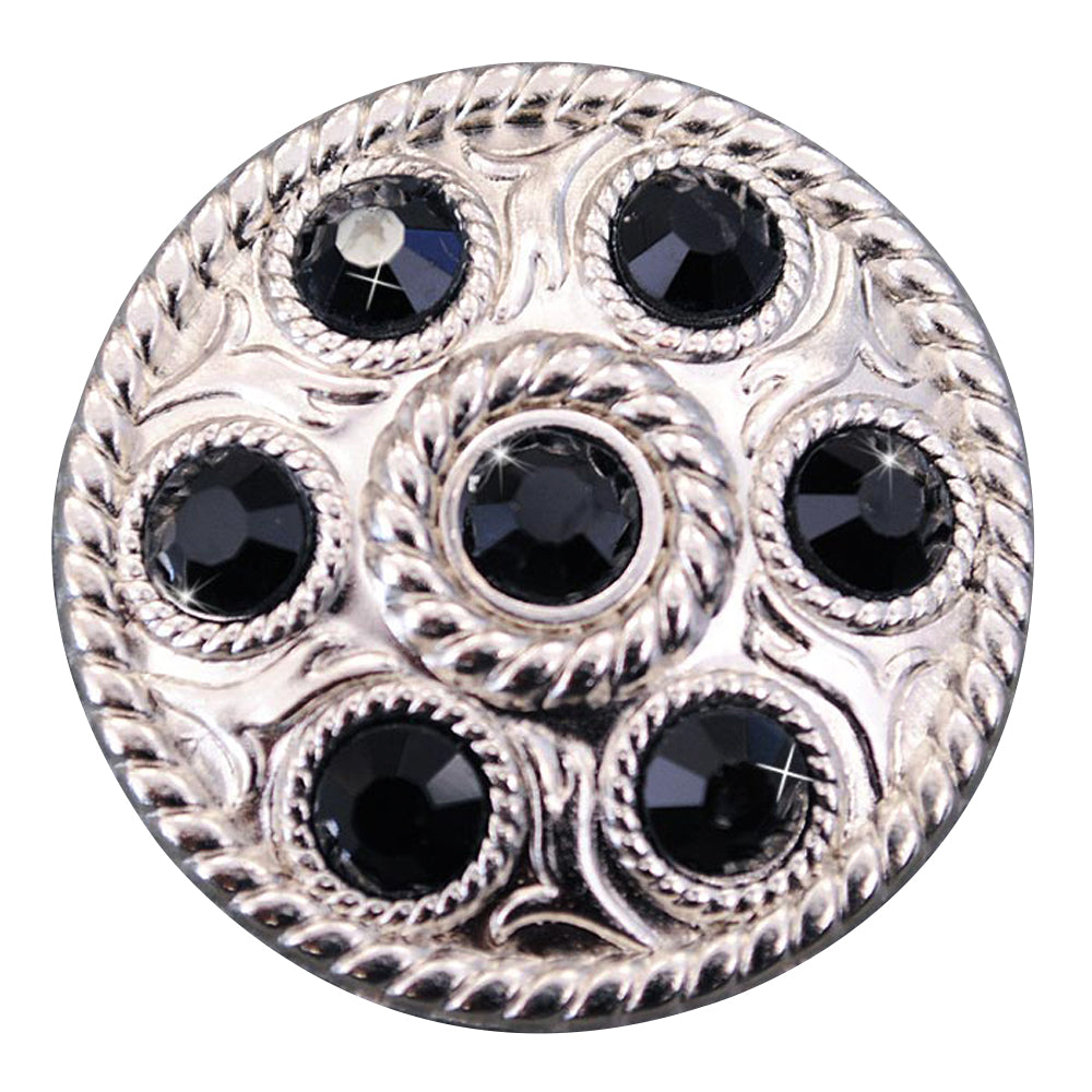 HILASON Western Screw Back Concho1 Black Crystal Wheel Bling Headstall Cowgirl | Concho Belt Slotted Conchos