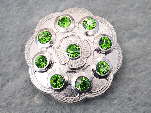 HILASON Western Screw Back Concho Green Crystal Floral Bling Cowgirl Color | Bridle Conchos Slotted