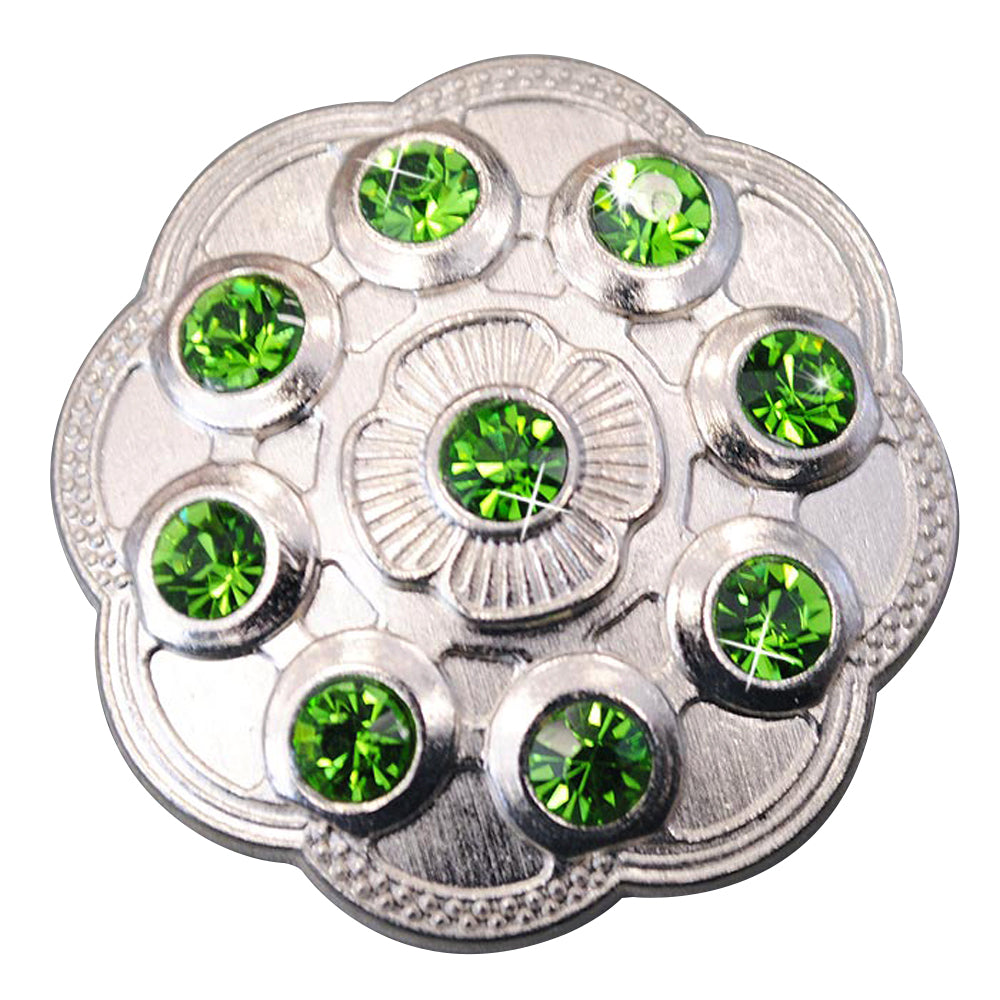 HILASON Western Screw Back Concho Green Crystal Floral Bling Cowgirl Color | Bridle Conchos Slotted