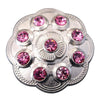 HILASON Western Screw Back Concho1 Pink Crystal Floral Bling Headstall Cowgirl 1.5 inch | Concho Slotted Conchos