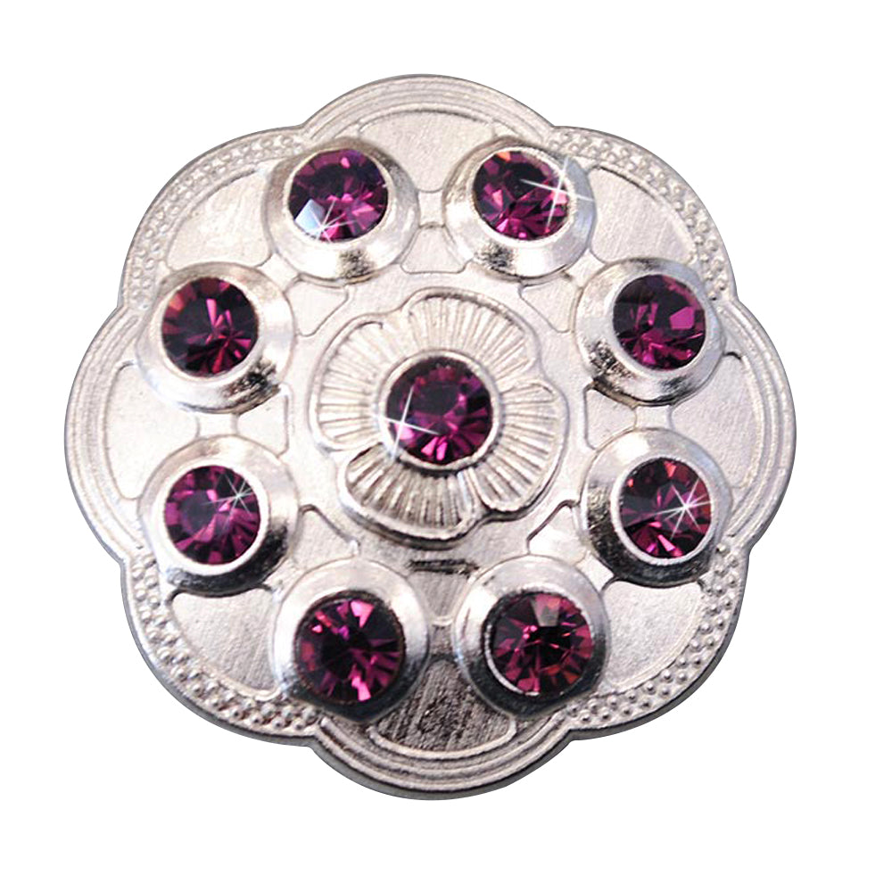 HILASON Western Screw Back Conchopurple Crystal Floral Bling Headstall Cowgirl 1.5 inch | Concho Slotted Conchos