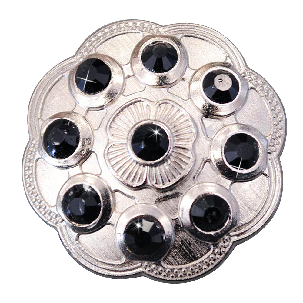 HILASON Western Screw Back Concho1 Black Crystal Floral Bling Headstall Cowgirl 1.5 inch | Concho Slotted Conchos