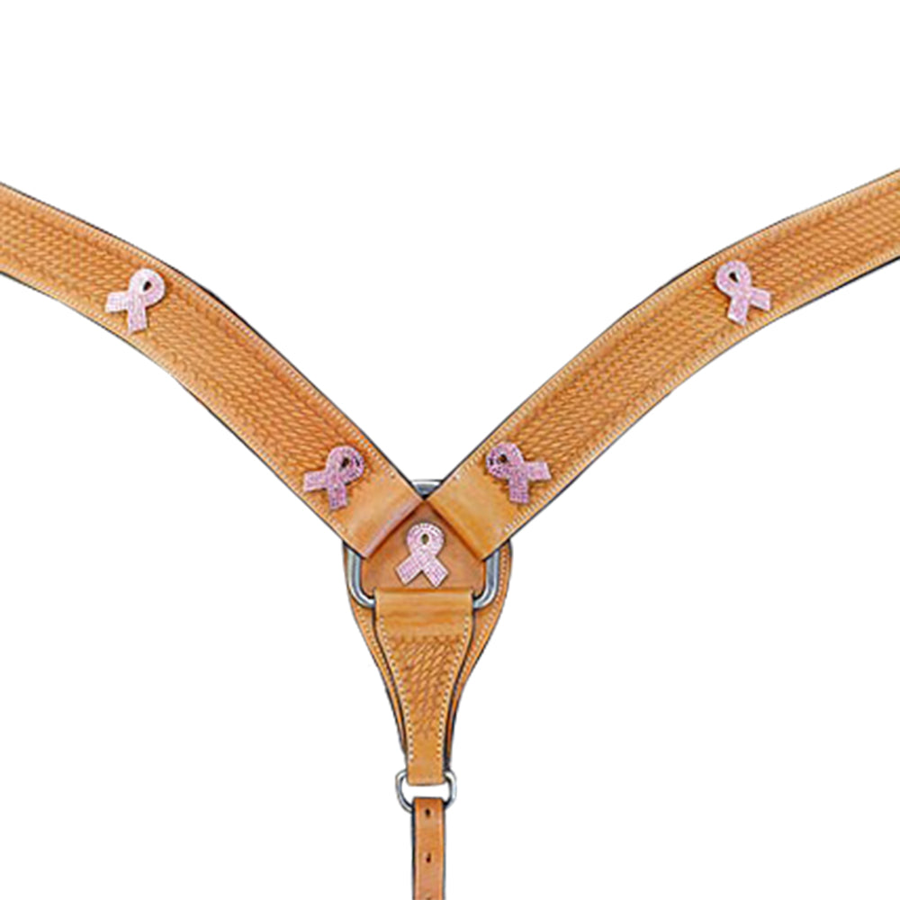 HILASON Western Horse Headstall Breast Collar Set Genuine American Leather Basket Weave Tan