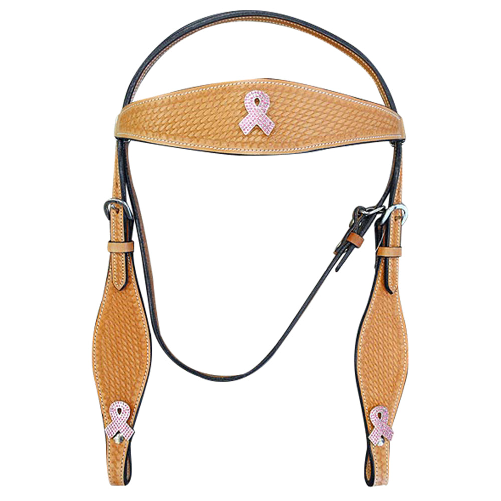 HILASON Western Horse Headstall Breast Collar Set Genuine American Leather Basket Weave Tan