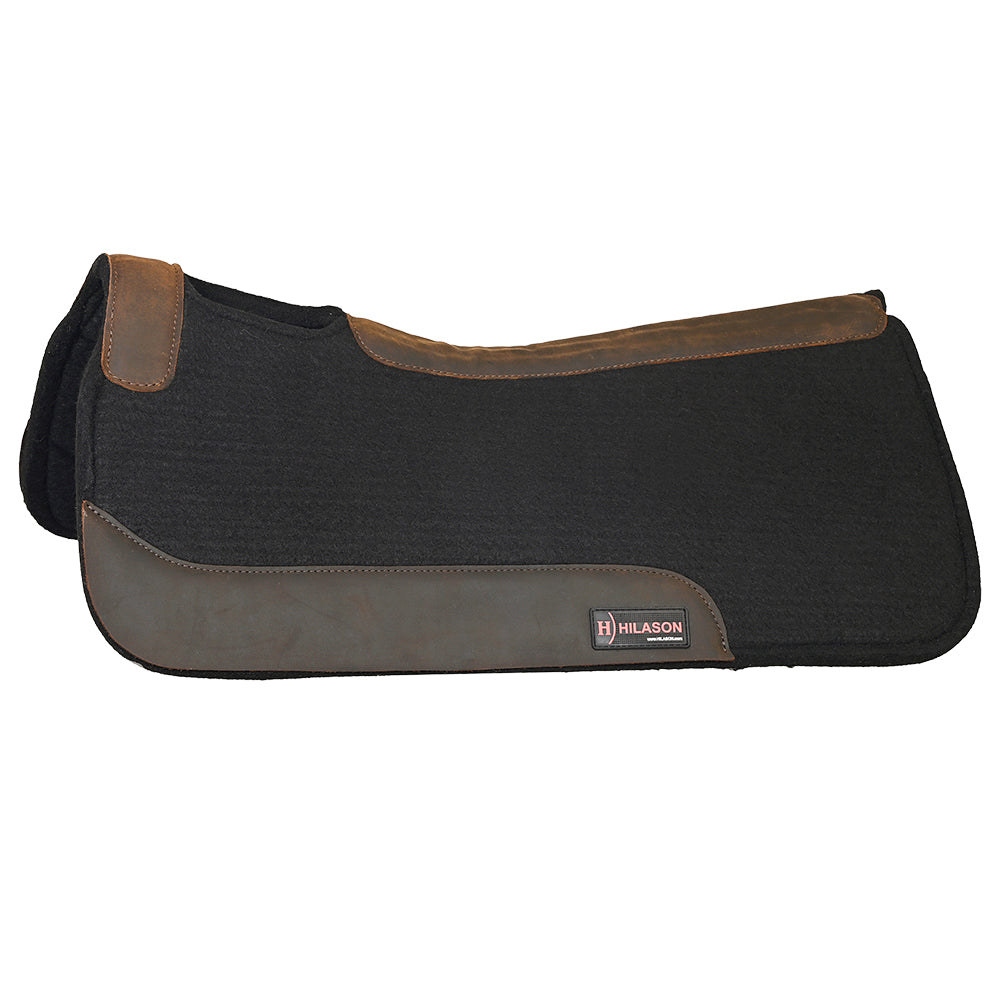 HILASON Western Wool Felt Horse Saddle Pad W/ Distressed Wear Leather | for Horses