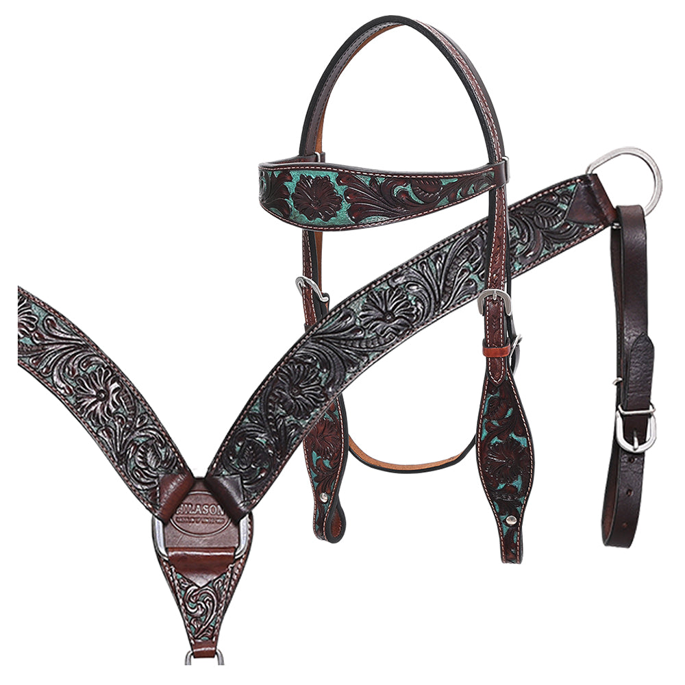 HILASON Western Horse Headstall Breast Collar Set Tack Genuine American Leather | For Horses Headstalls