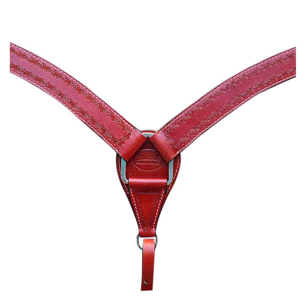 HILASON Western Horse Headstall Breast Collar Set Genuine American Leather Barb Wire Mahogany | For Horses