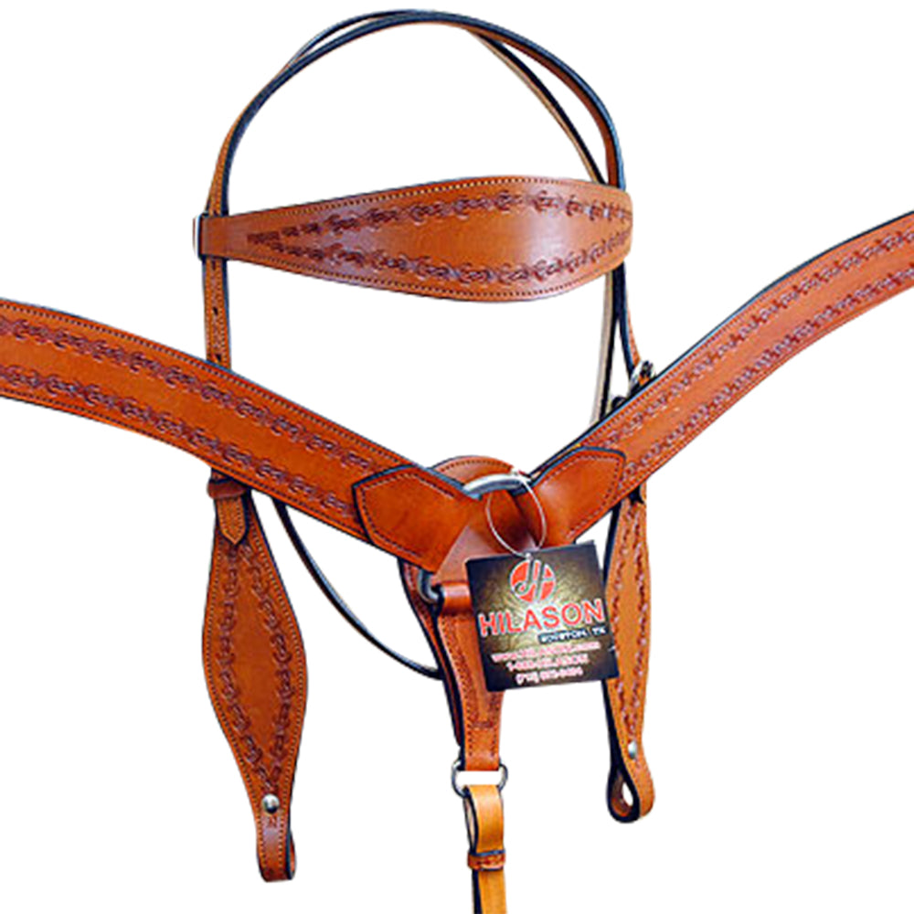 HILASON Western Horse Headstall Breast Collar Set Tack Genuine American Leather | For Horses Headstalls
