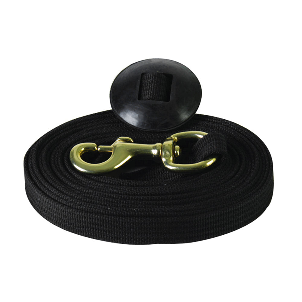 Hilason Cotton Web Lunge Line for Horses, 24 Ft x 1 Inch Wide Training Lead with Brass Swivel Bolt Snap & Rubber Donut