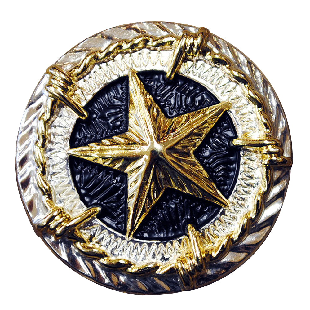 HILASON Western Screw Back Concho Texas Star Gold Saddle Bling Cowgirl w/ Black Inlay Color | Slotted Conchos