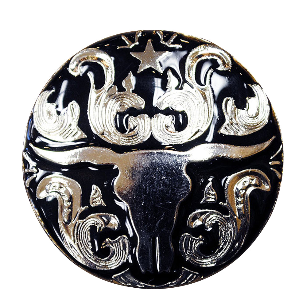 Western Screw Back Concho Long Horn Black Saddle Bling Cowgirl