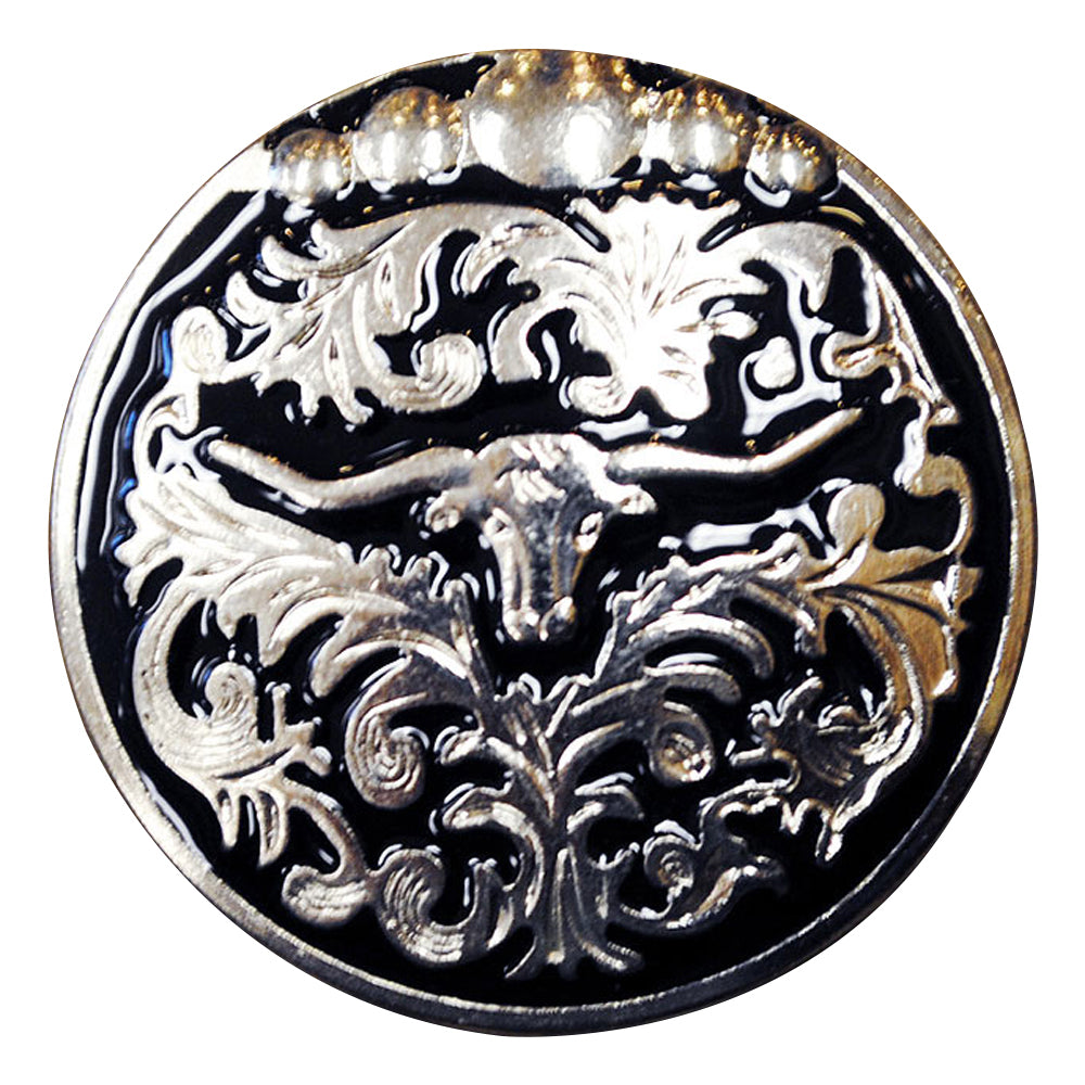 Western Screw Back Concho Long Horn Black Saddle Bling Cowgirl