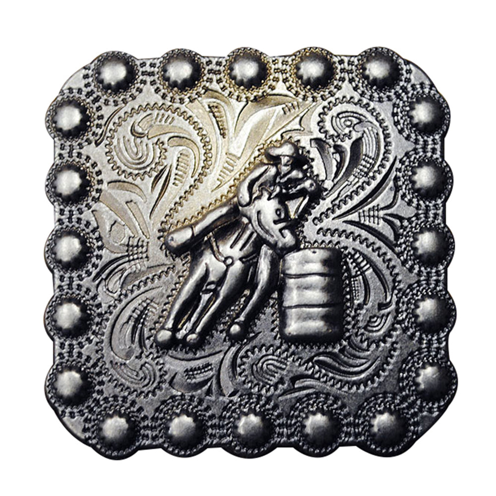 HILASON Western Screw Back Barrel Racer Carved Square Saddle Concho