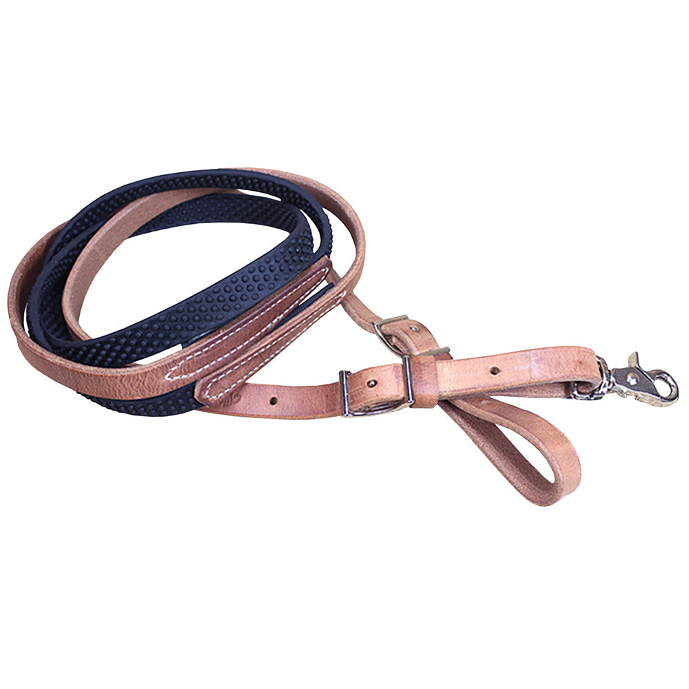 Black 8Ft Weaver Leather Barrel Pleasure Rein With Rubber Grip Horse Roping
