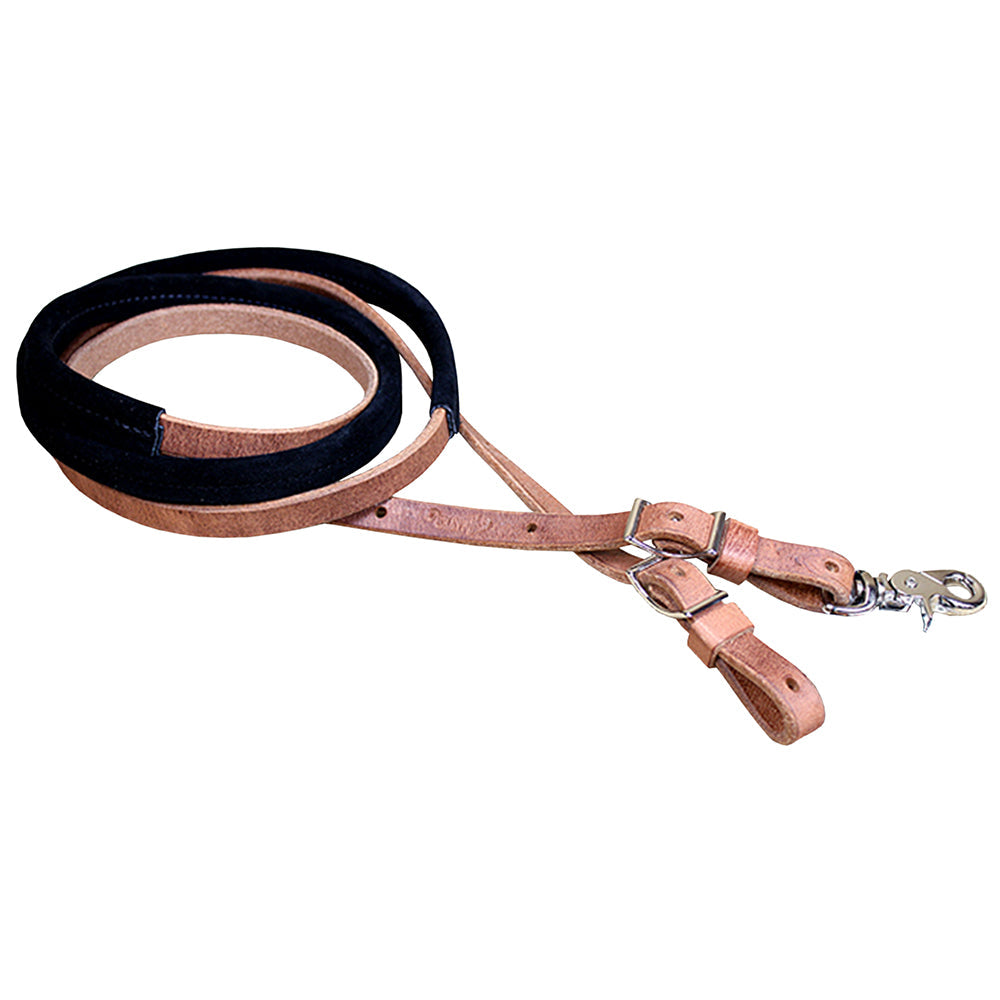 Black 8Ft Weaver Leather Suede Covered Horse Tack Roping Barrel Reins