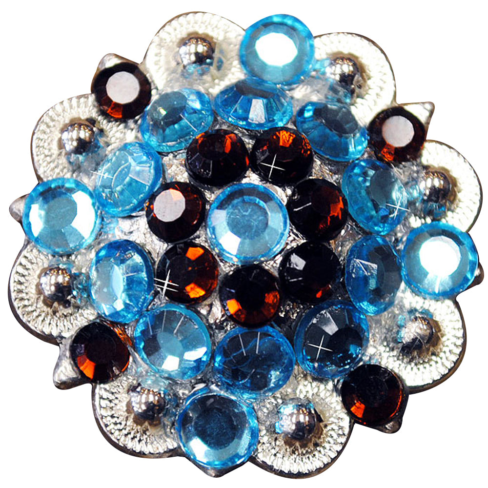 HILASON Western Berry Conchos Glass Rhinestones Bling Tack Cowgirl Blue and Black Color | Concho Slotted