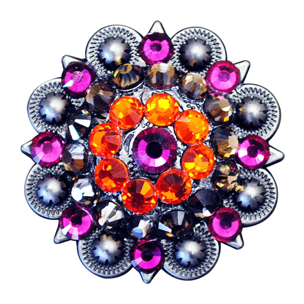 HILASON Western Screw Back Concho 1.5 in Fuchsia Orange Crystal Saddle Faushia, Hyacinth Color | Slotted Conchos