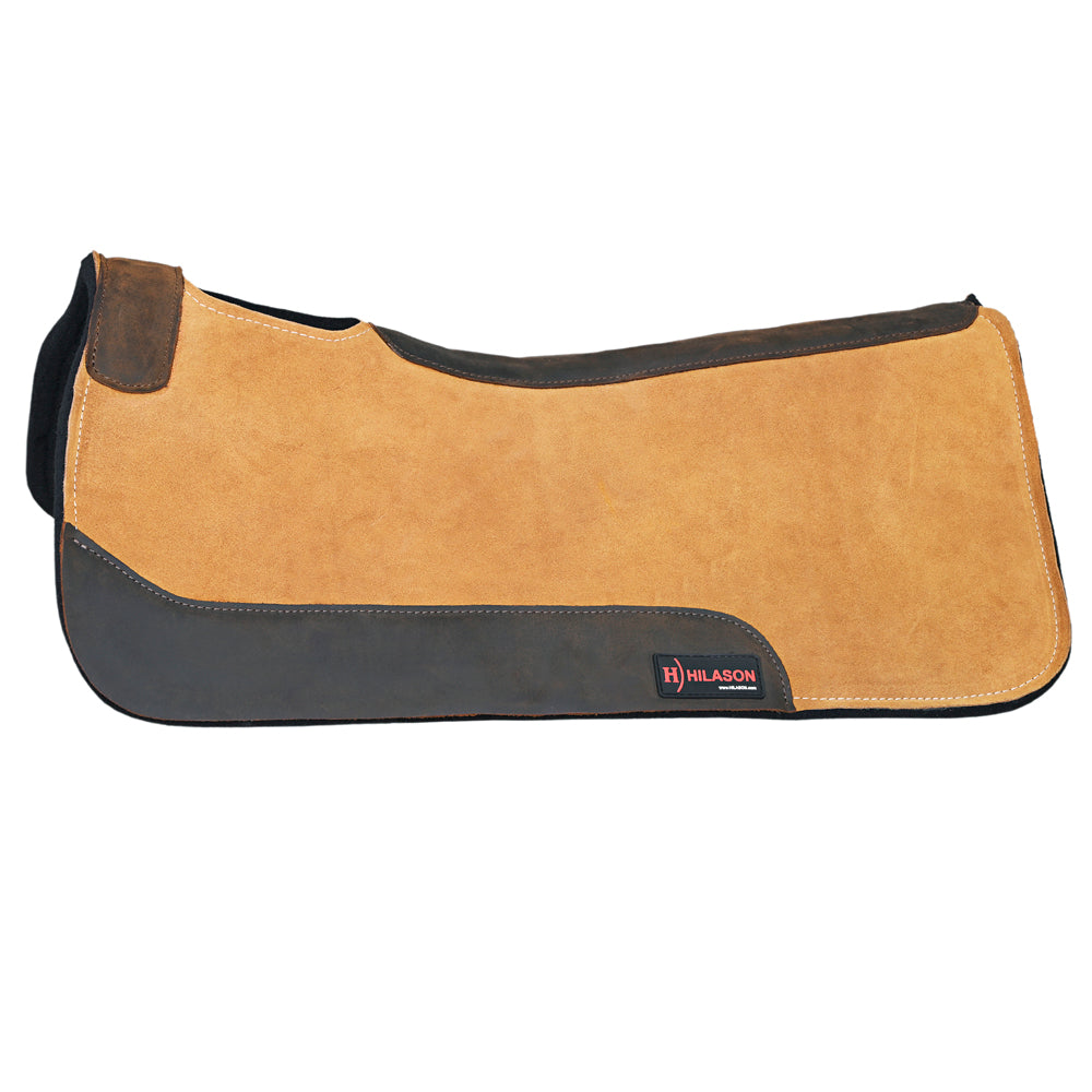 Hilason Western Wool Felt Horse Saddle Pad Brown With Cowhide Leather